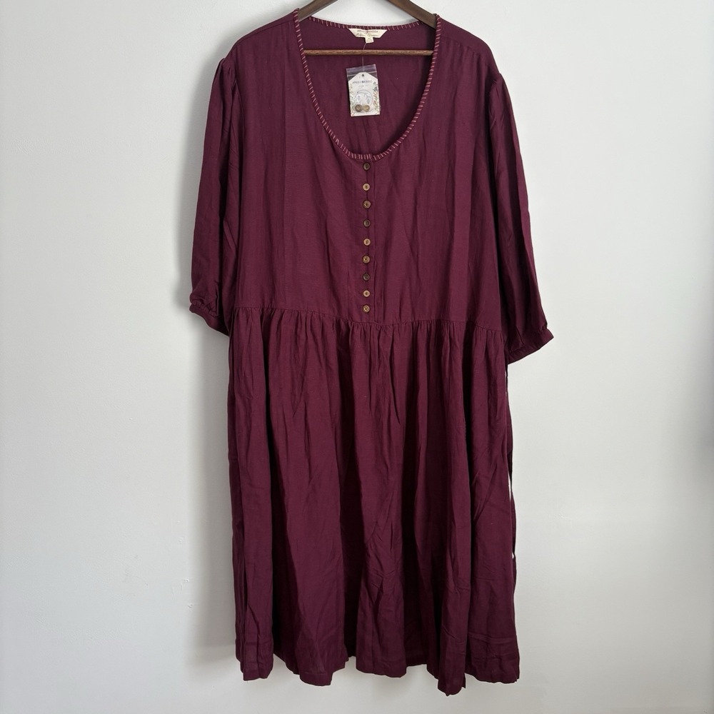 April Cornell Modern Prairie Womens Stockholm Dress Size W/3 (5X) Purple Pockets